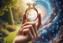 صورة تعبيرية لفتاة عزباء تنظر بقلق إلى خاتم خطوبة واسع في يدها اليمنى، كجزء من مقال تفسير الأحلام على موقع نموذج.